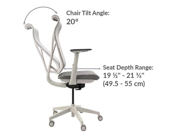 align chair has a tilt of twenty degrees back